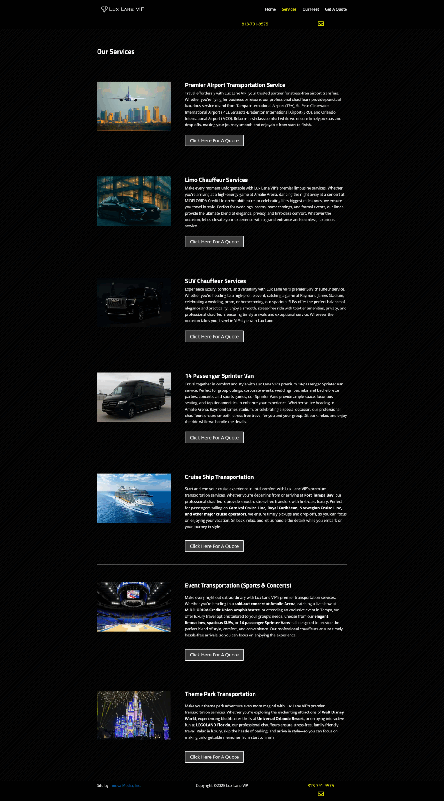 Lux Lane VIP – Services Page